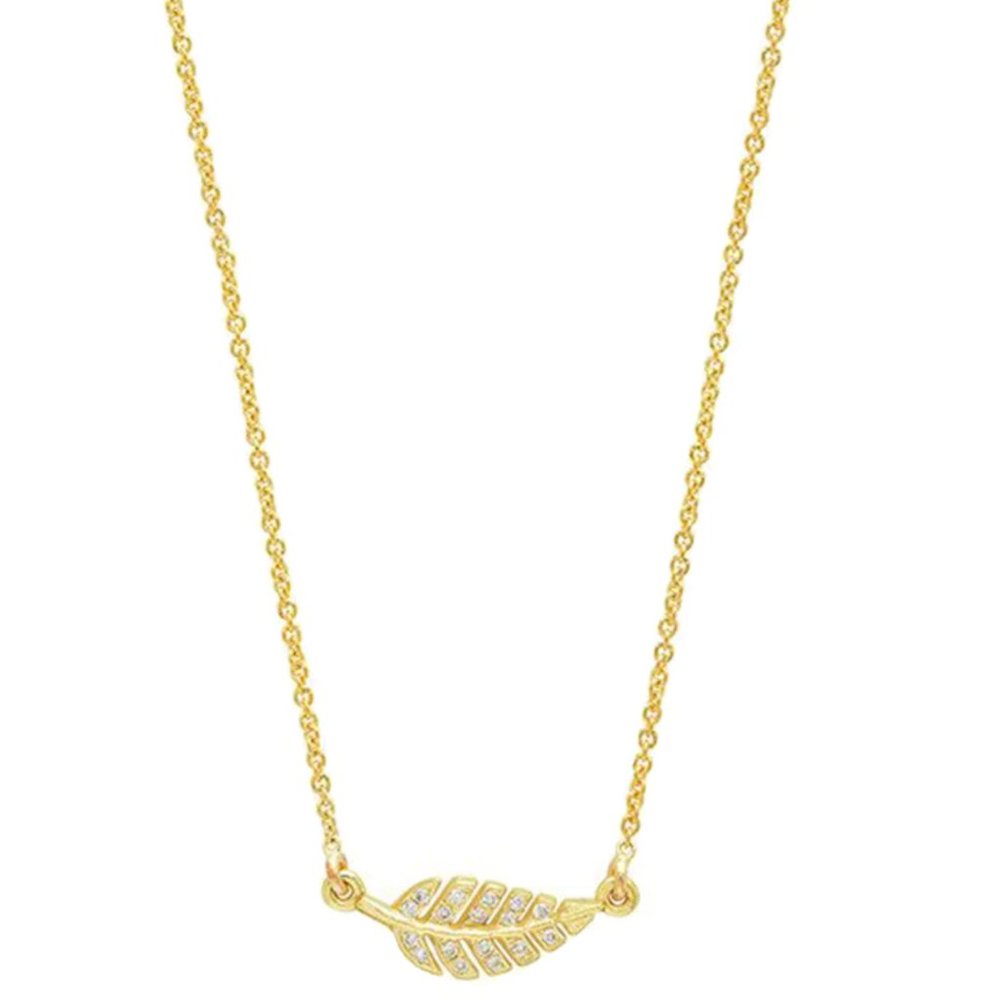 Jennifer Meyer MINI DIAMOND LEAF NECKLACE